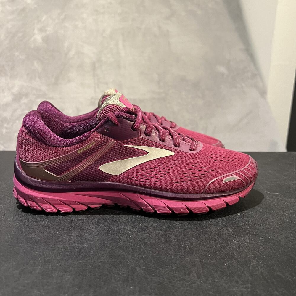 Brooks Adrenaline GTS 18 Running Shoes Womens 10 Pink Plum Cushion DNA Mesh